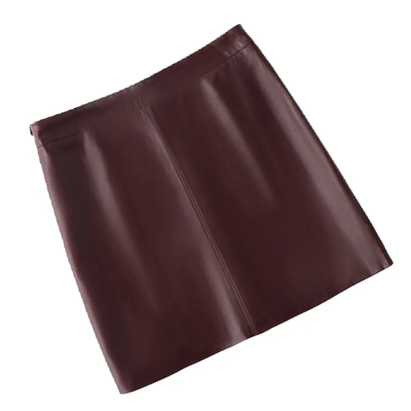 A-Line High-Waisted PU Bodycon Skirt