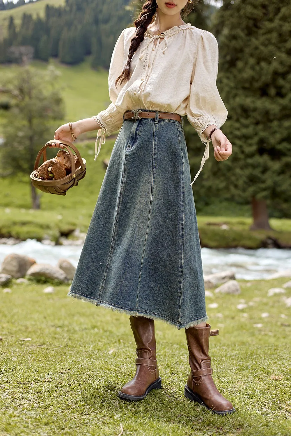 A Line Maxi Skirt for Women