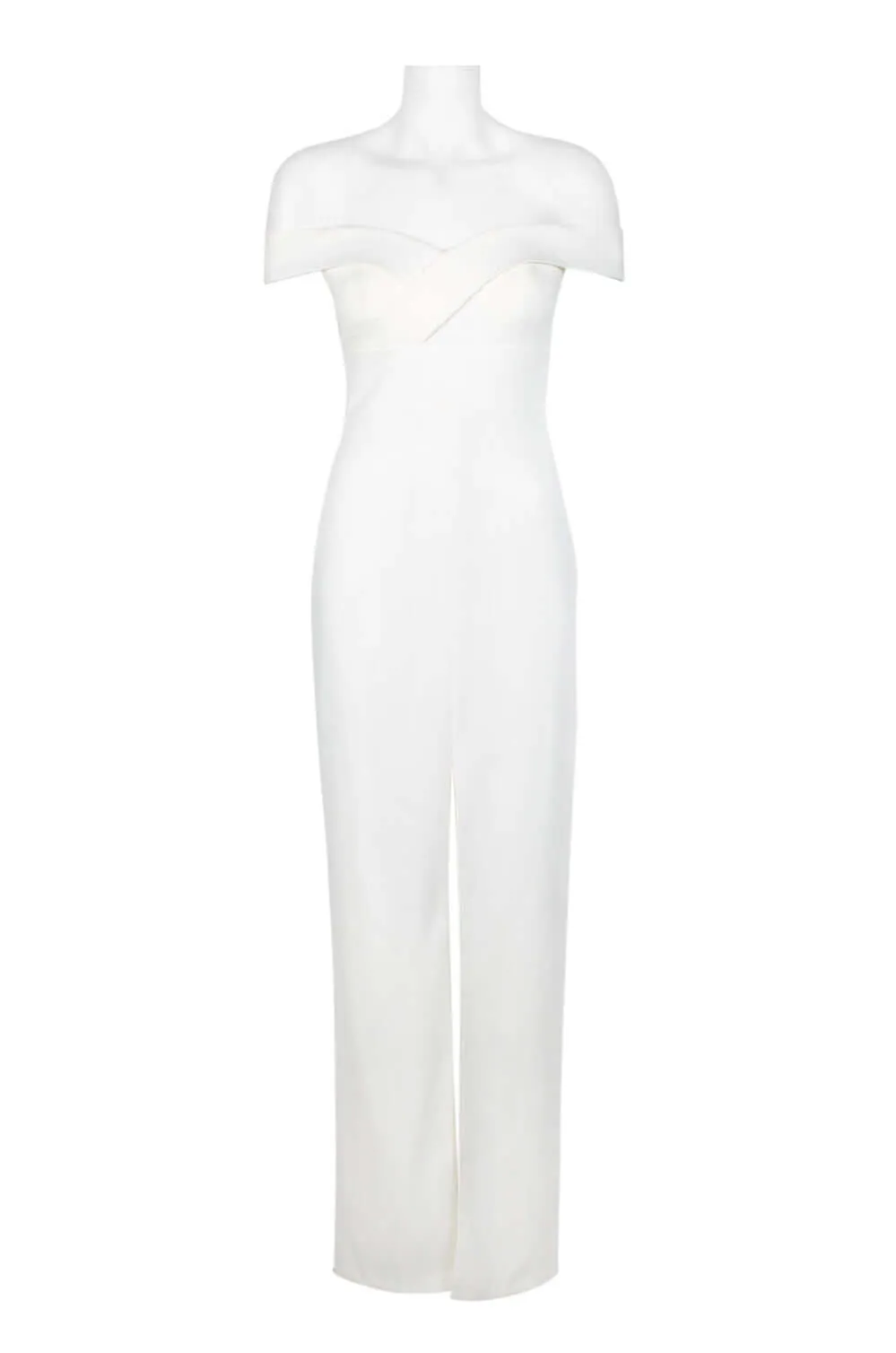 Aidan by Aidan Mattox Off-Shoulder Pleated Zipper Back Solid Scuba Crepe Gown