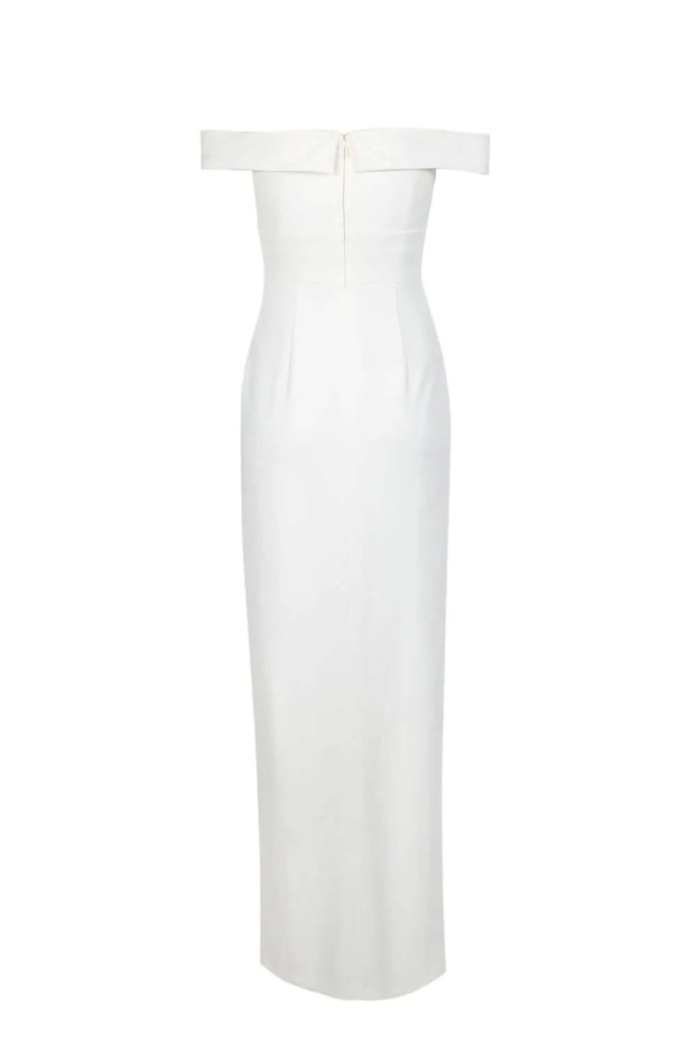 Aidan by Aidan Mattox Off-Shoulder Pleated Zipper Back Solid Scuba Crepe Gown