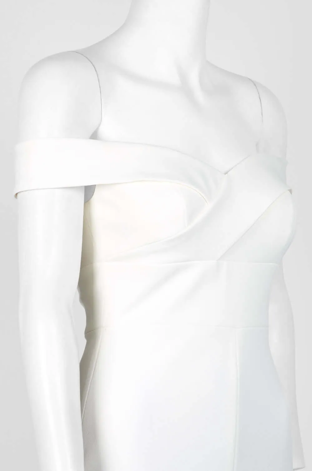 Aidan by Aidan Mattox Off-Shoulder Pleated Zipper Back Solid Scuba Crepe Gown
