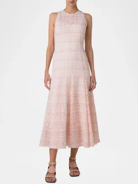 Akris Punto Sleeveless Tweed Organza Midi Dress in Pale Pink Multi