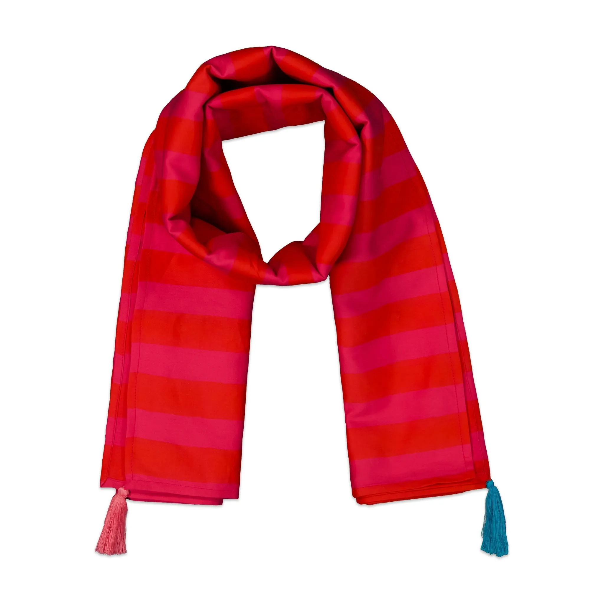 Anni Sarong with Tassels in Red and Magenta Cabana Stripe