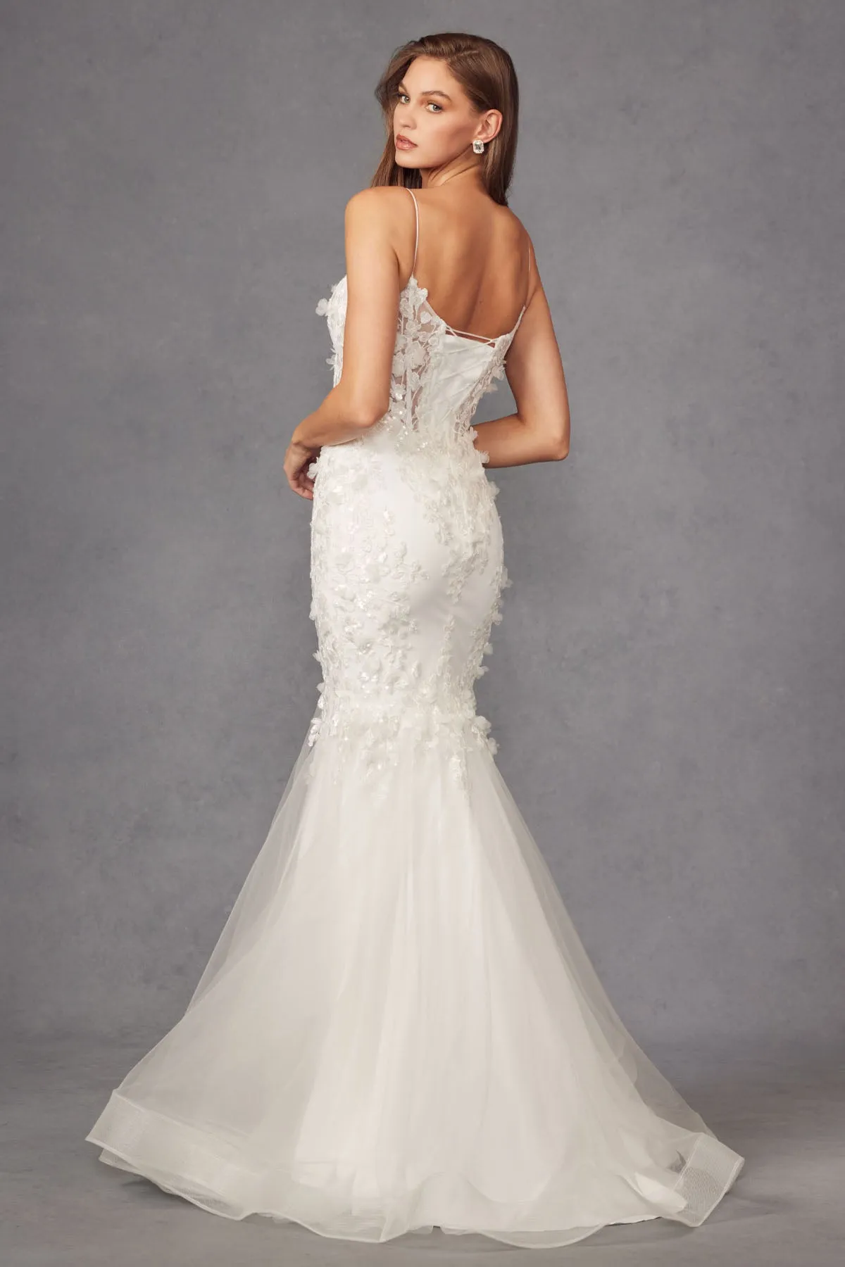 Applique Sleeveless Bridal Mermaid Dress by Juliet JT2469KW