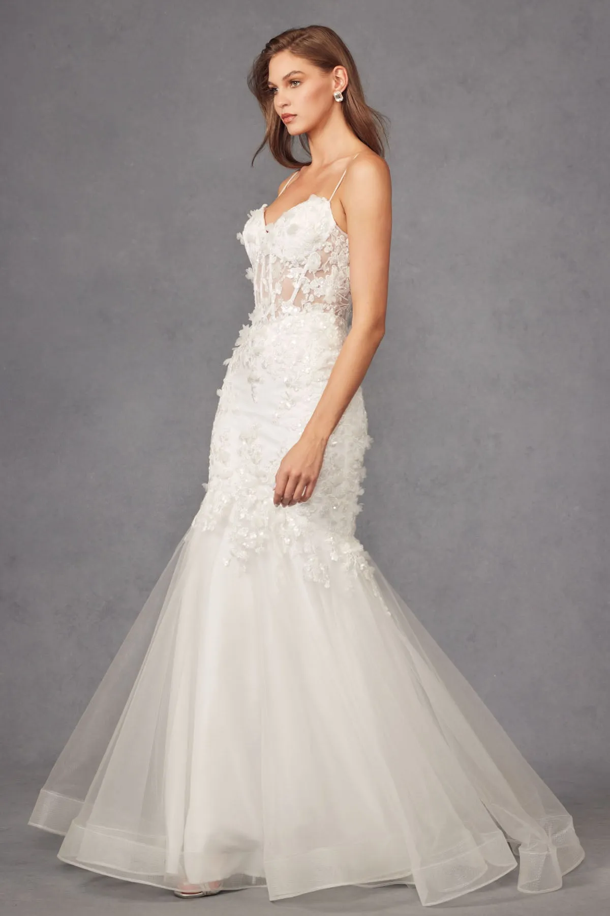 Applique Sleeveless Bridal Mermaid Dress by Juliet JT2469KW