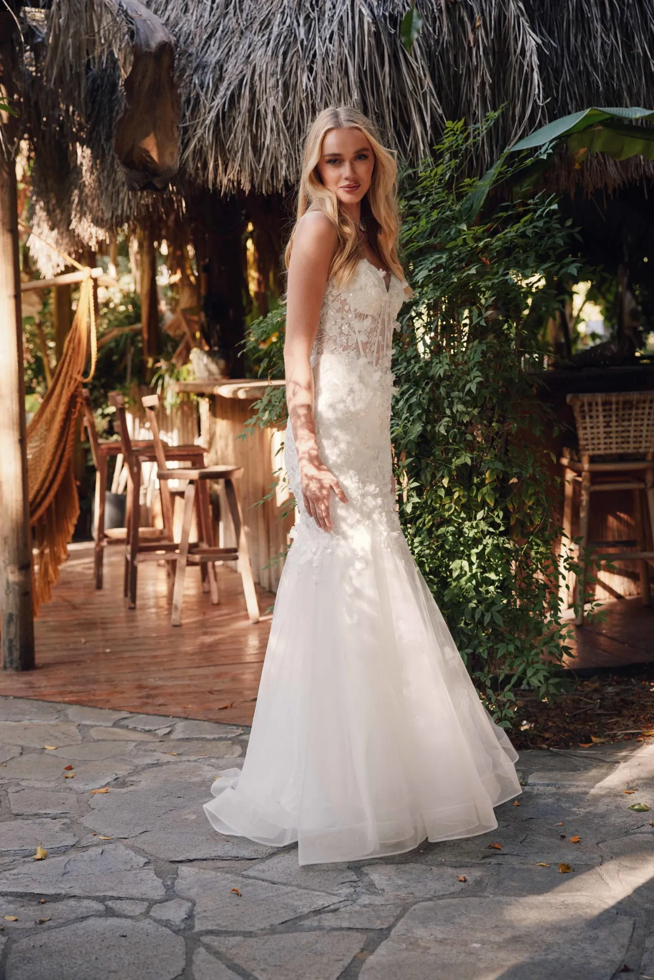 Applique Sleeveless Bridal Mermaid Dress by Juliet JT2469KW