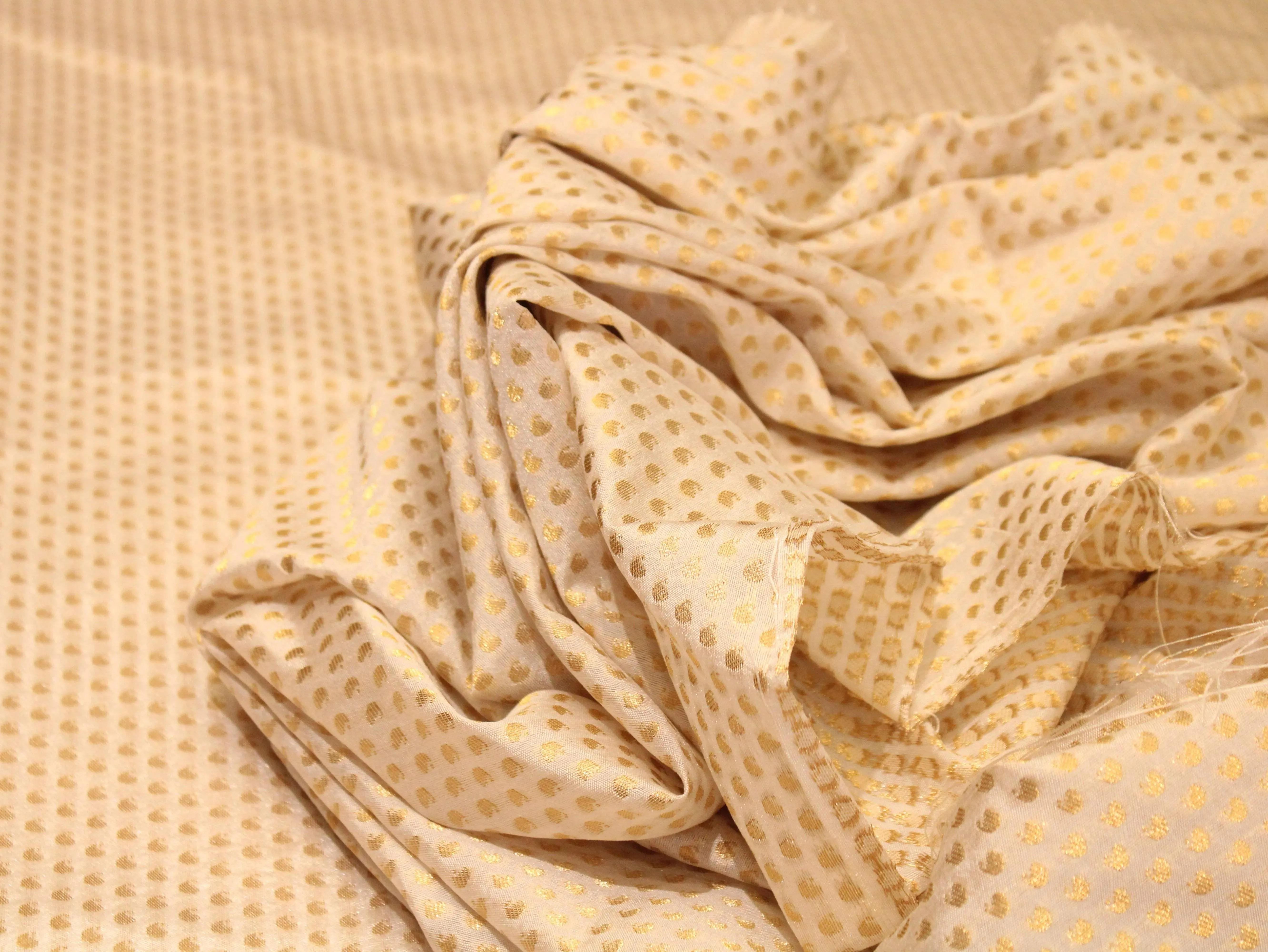 Banarasi Brocade Fabric - Off White Dyeable