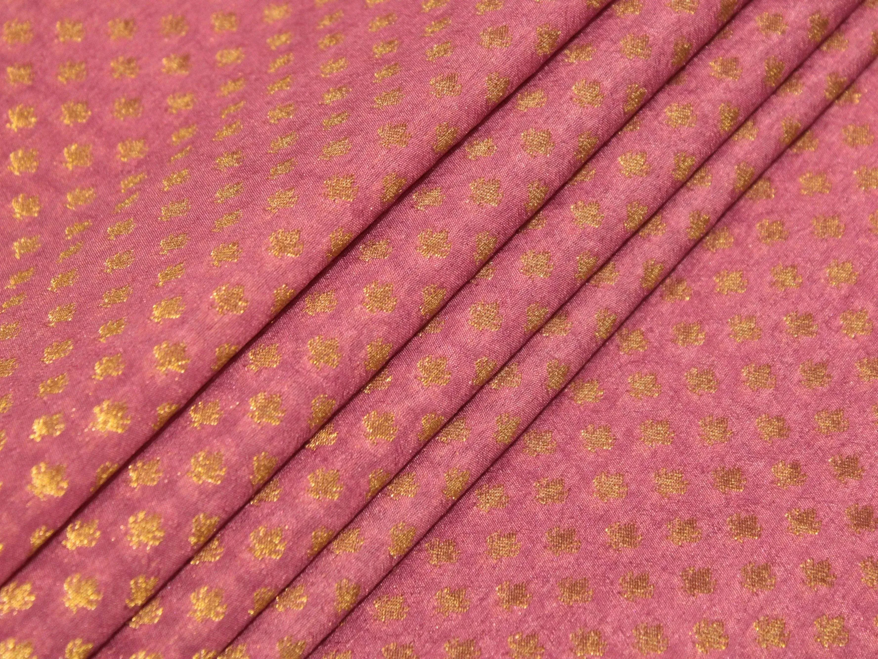 Banarasi Brocade Fabric - Onion