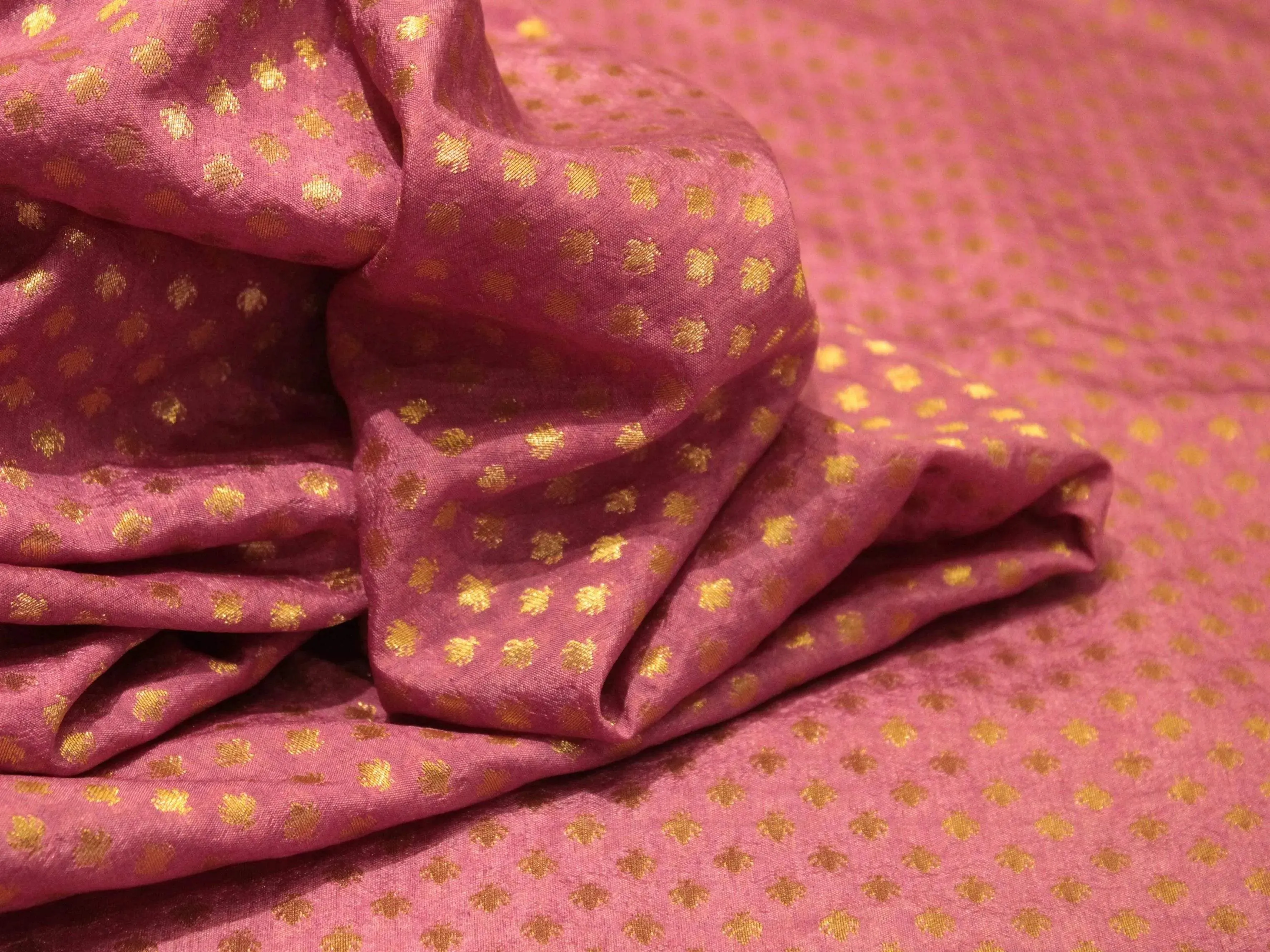 Banarasi Brocade Fabric - Onion