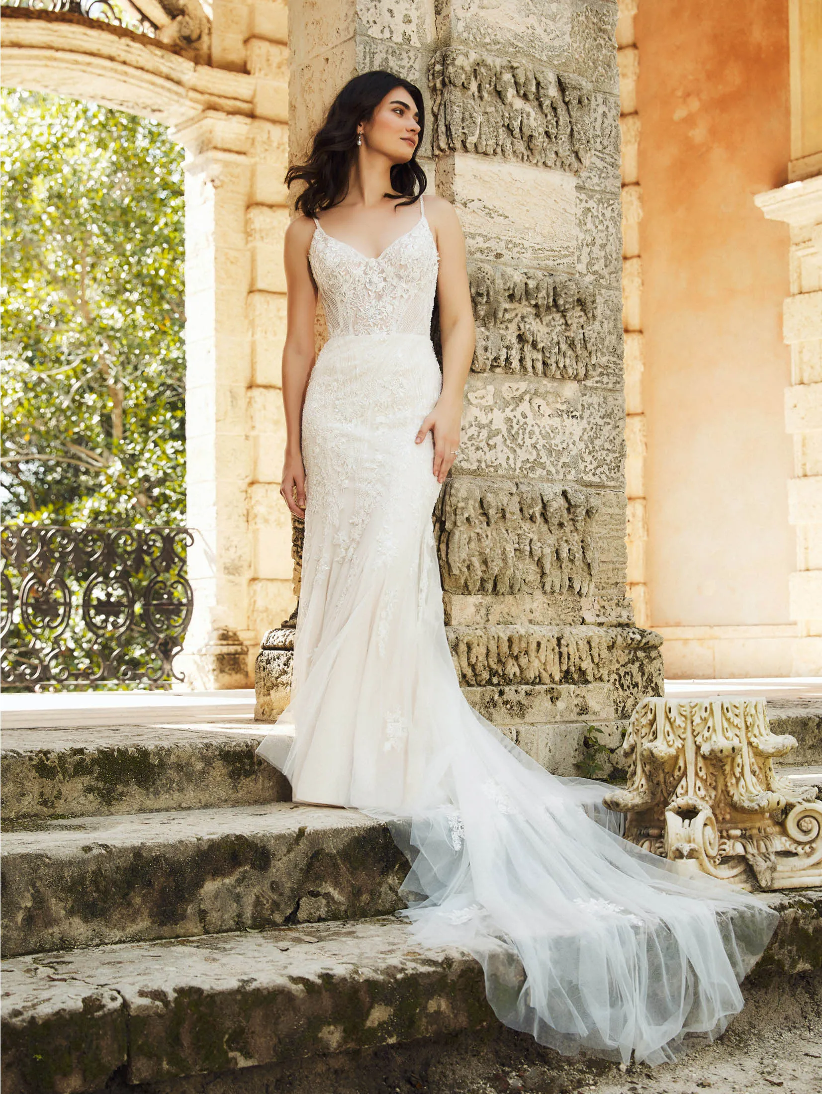Beaded Fit & Flare Gown with Soft Tulle Skirt by Christina Wu