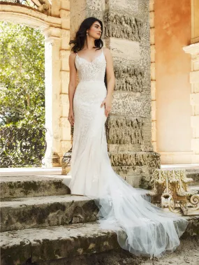 Beaded Fit & Flare Gown with Soft Tulle Skirt by Christina Wu
