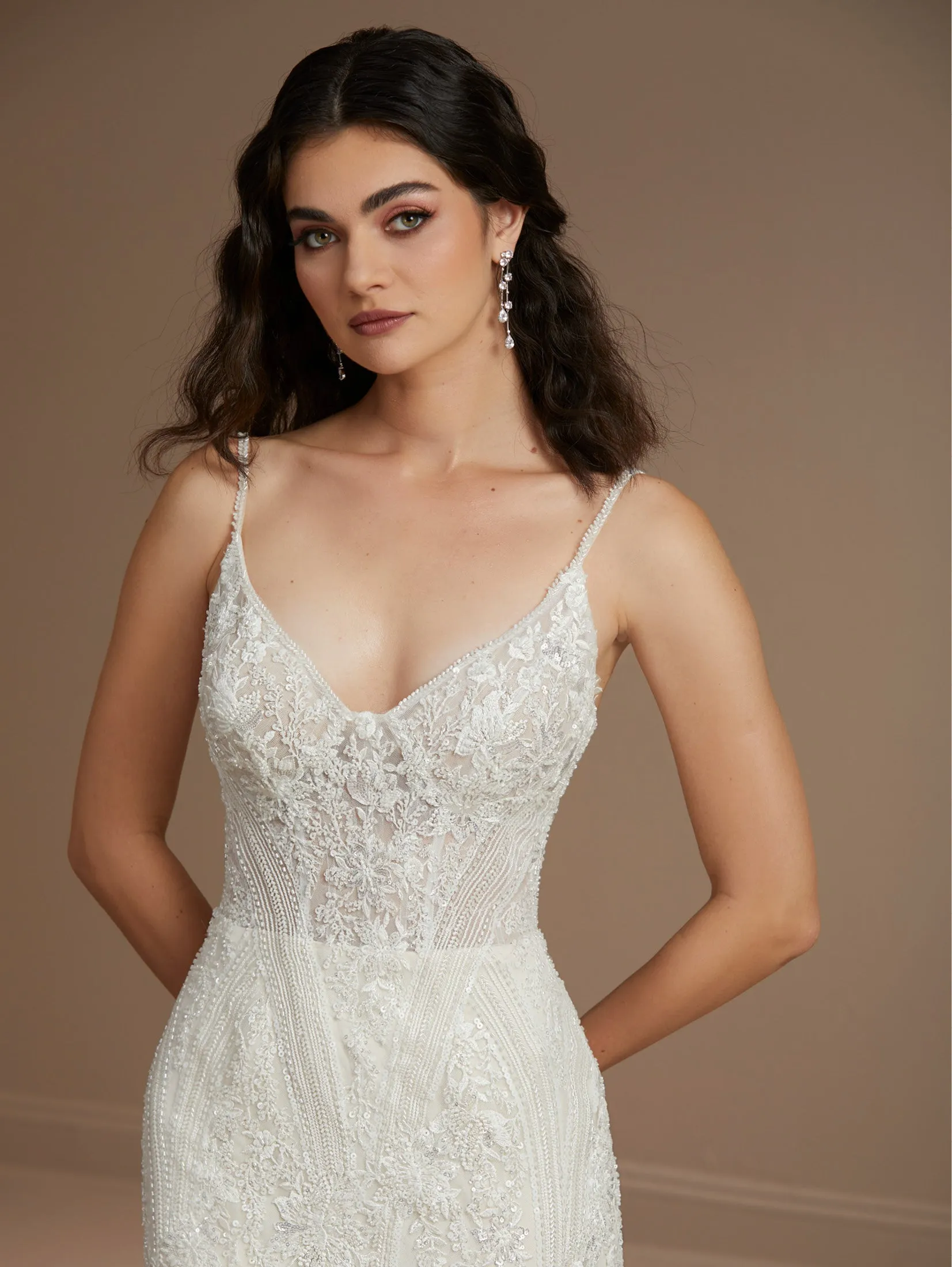 Beaded Fit & Flare Gown with Soft Tulle Skirt by Christina Wu