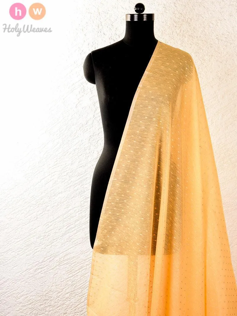 Beige Cotton Silk Cutwork Brocade Handwoven Fabric