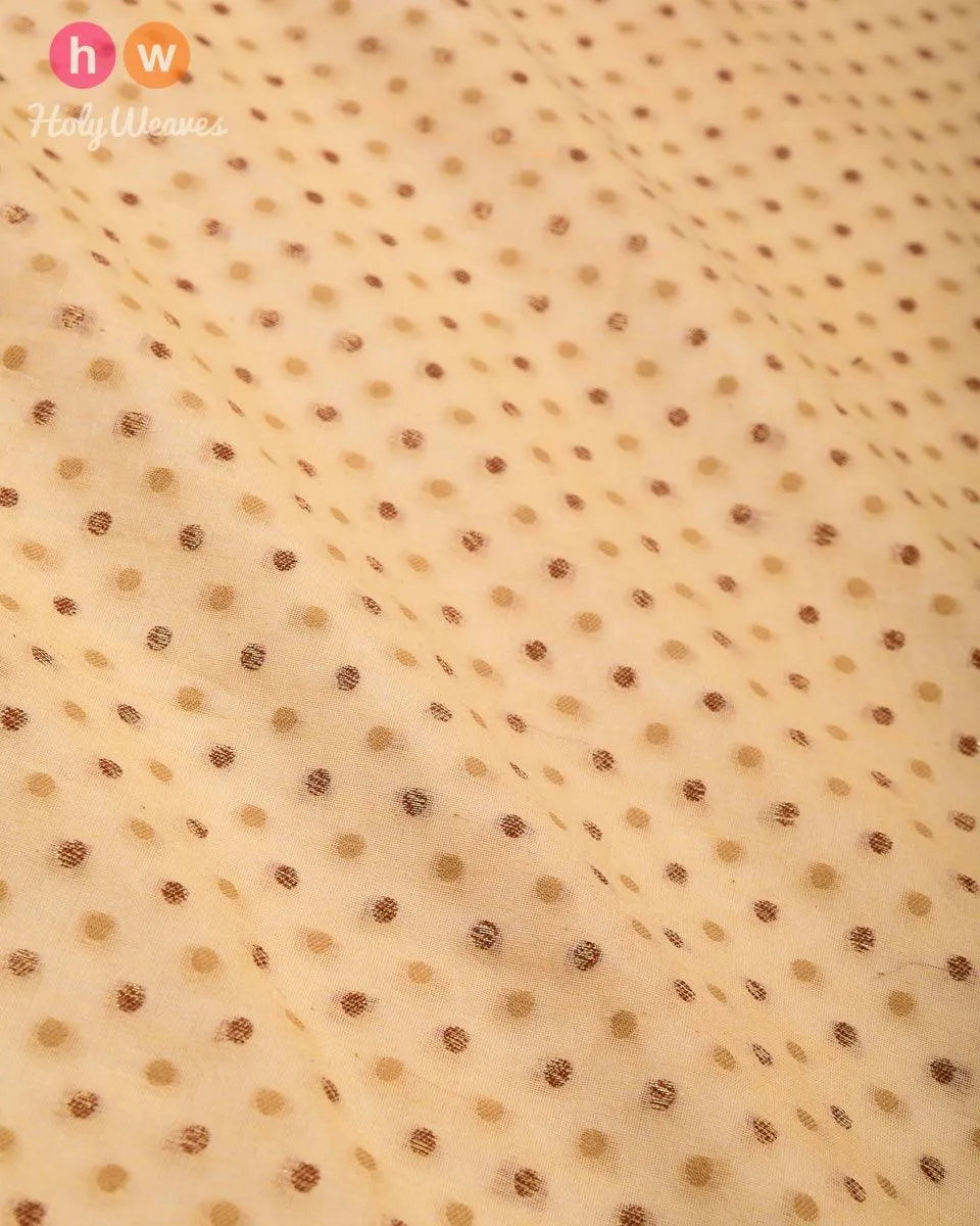 Beige Cutwork Brocade Handwoven Cotton Silk Fabric
