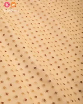 Beige Cutwork Brocade Handwoven Cotton Silk Fabric