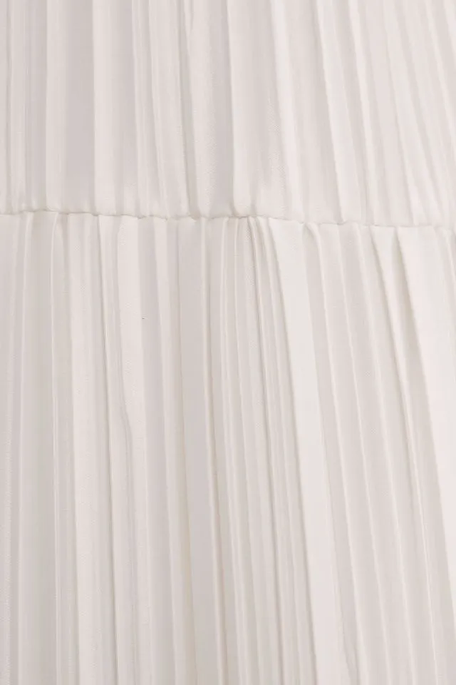 Bhldn Valerie Pleated Satin Wedding Dress with Flow Sleeves ivory