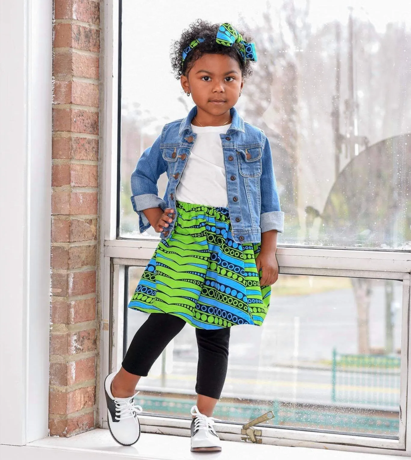 Blue with Green African Skirt Set