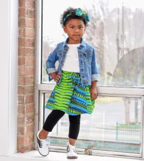 Blue with Green African Skirt Set