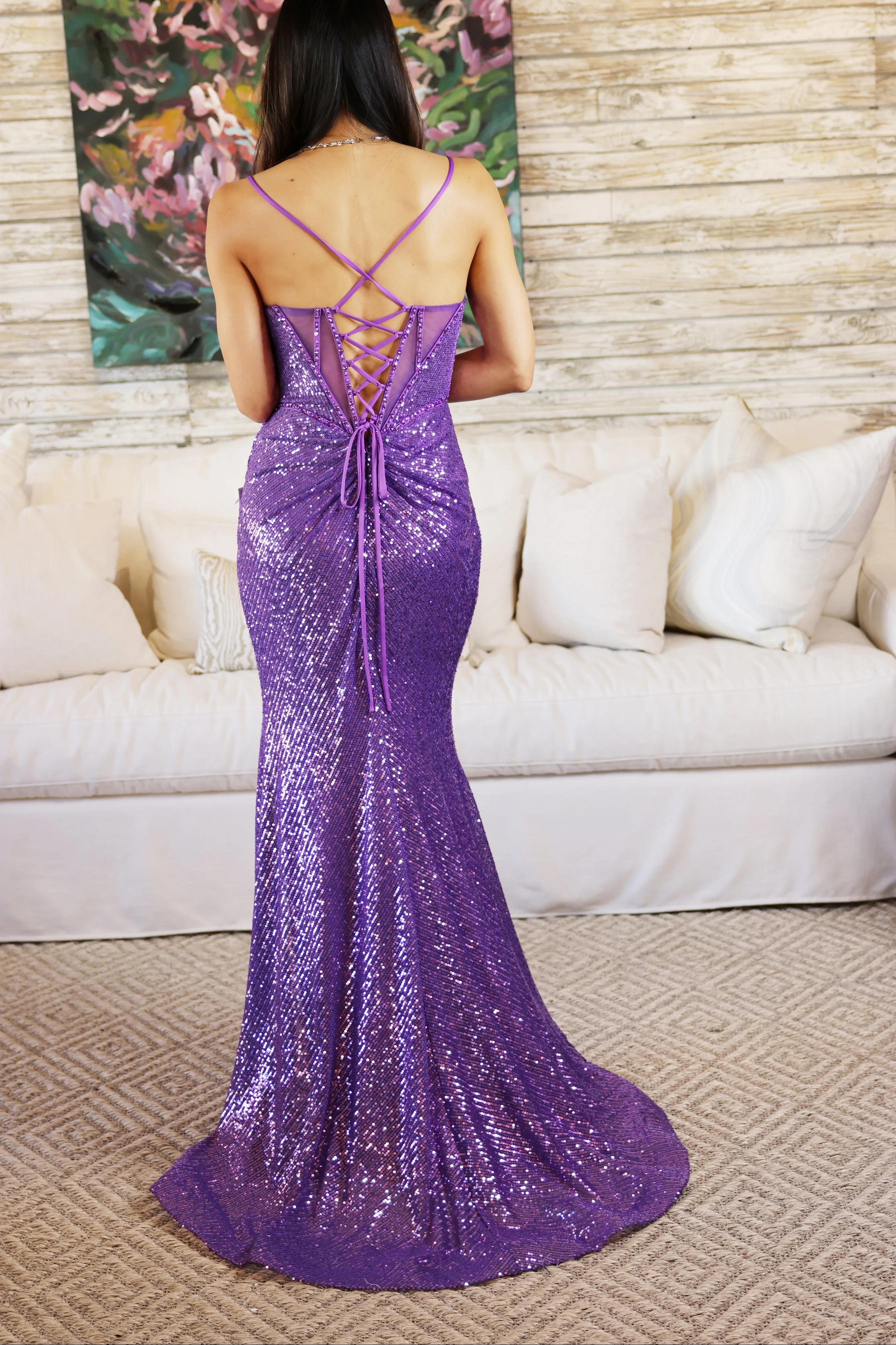 Bray Iridescent Sequin Corset Gown
