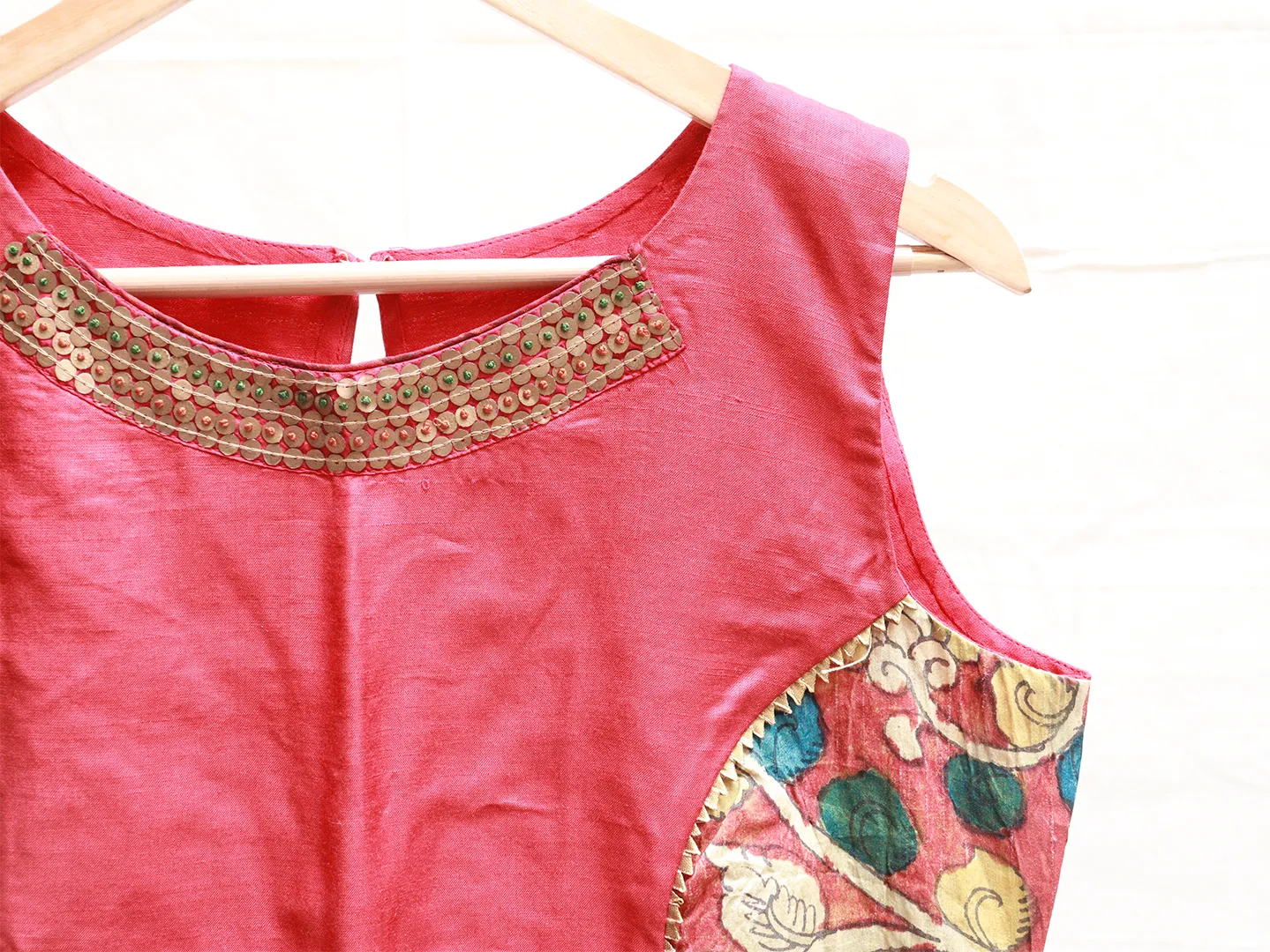 Brick Red, tussar Kalamkari, blouse