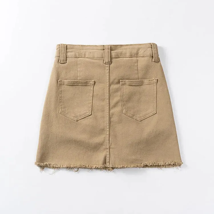 Chic High Waist A-line Pockets Denim Skirt