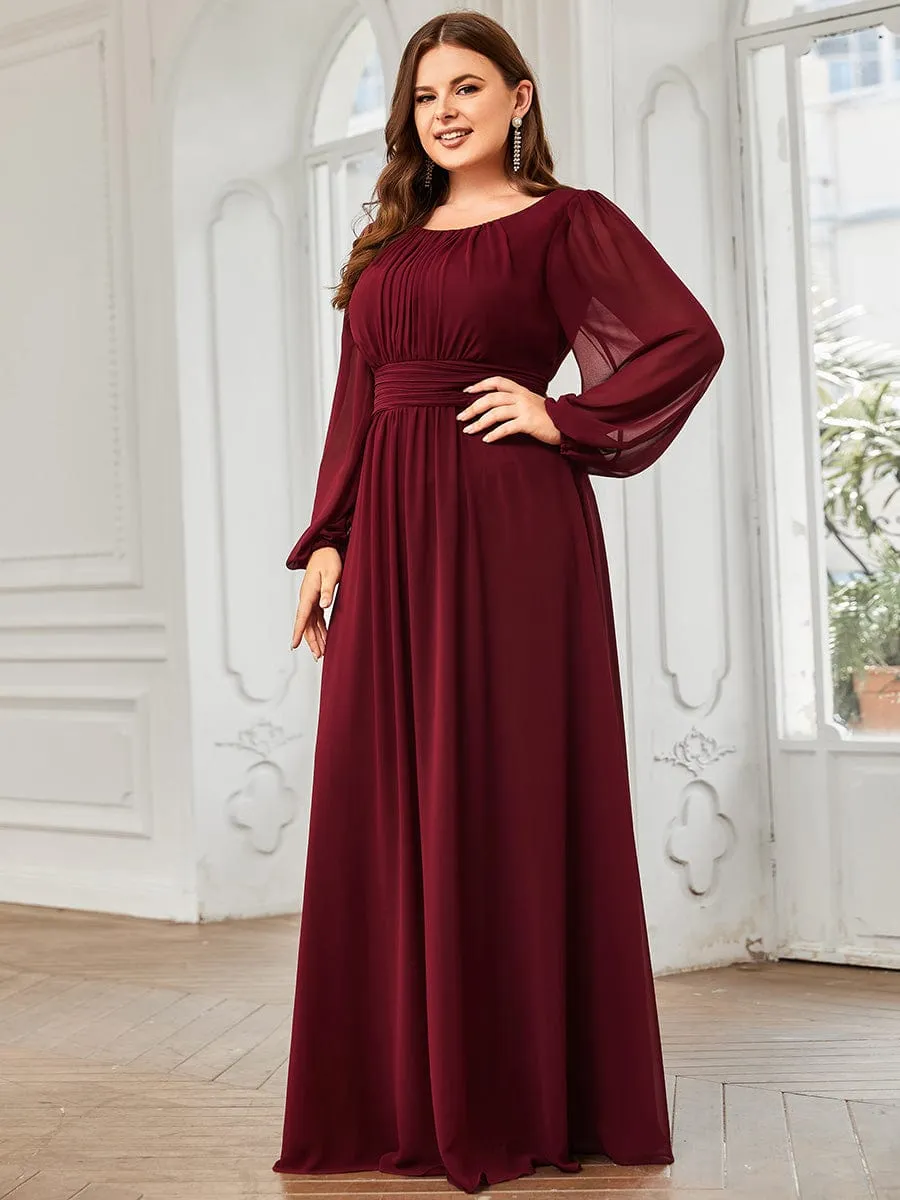 Chiffon High Empire Waist Puff Sleeve Mother Dress