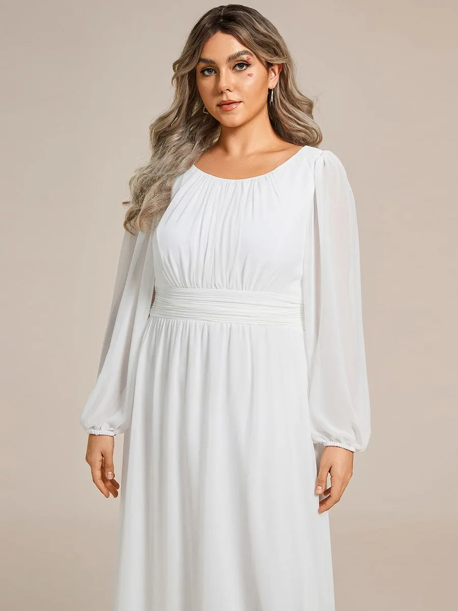 Chiffon High Empire Waist Puff Sleeve Mother Dress