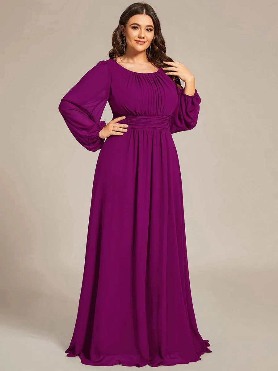 Chiffon High Empire Waist Puff Sleeve Mother Dress
