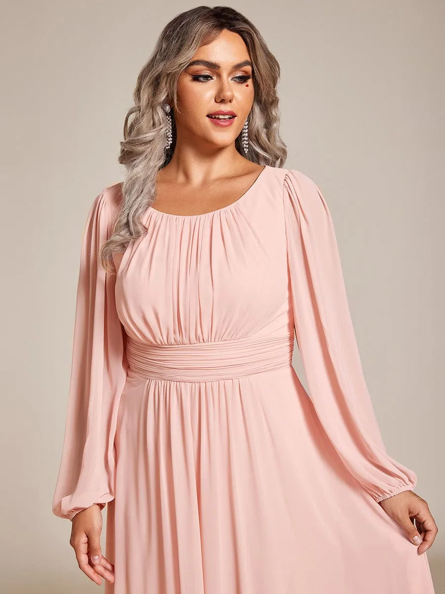 Chiffon High Empire Waist Puff Sleeve Mother Dress