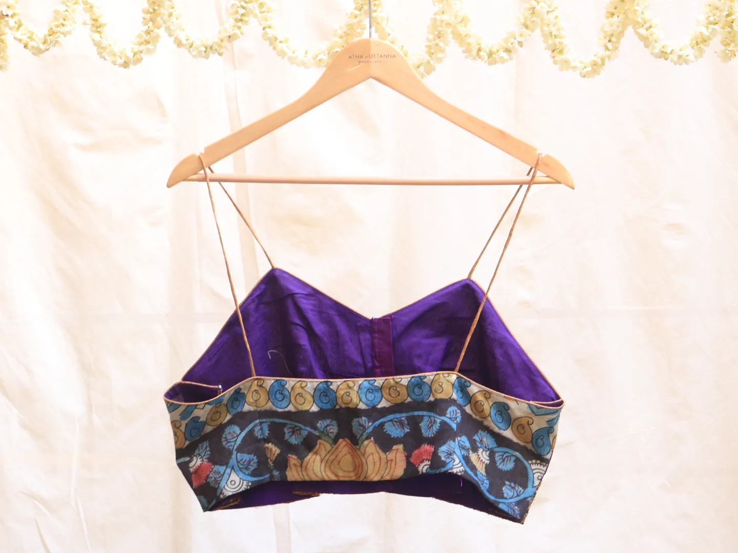 Eggplant purple, Karnataka silk, Hand embroidery Bralette