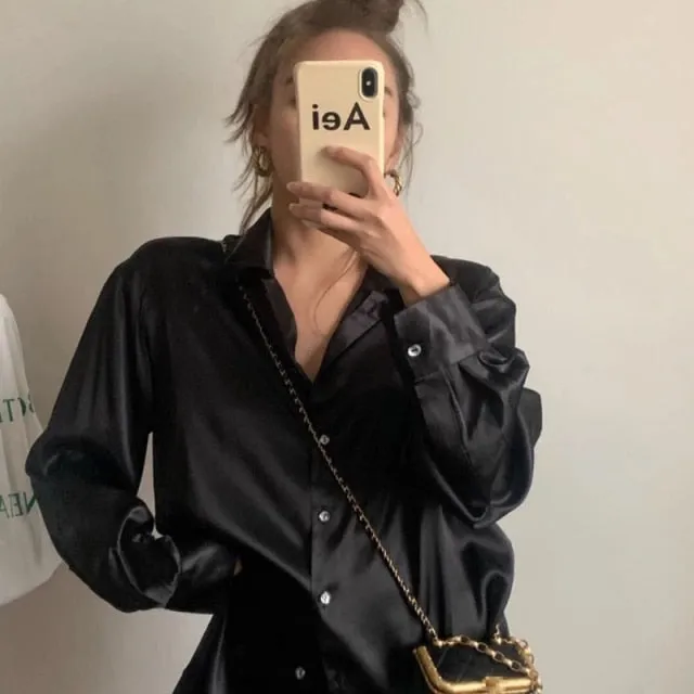 Elegant Silk Satin Sexy Blouses