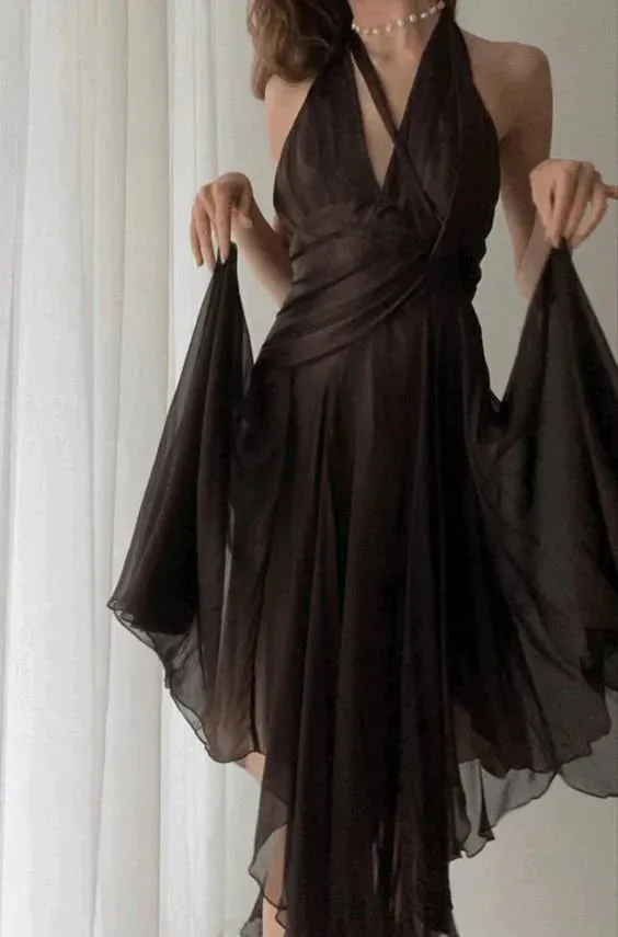 Elegant V Neck A Line Long Prom Dress Vintage Party Dress Gowns Evening Dresses