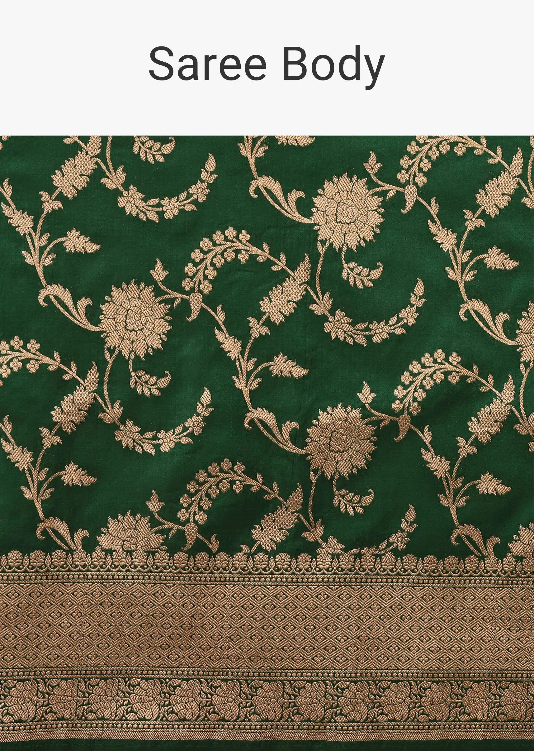 Emerald Green Saree In Pure Banarasi Silk With Upada Zari Weave Floral Jaal Work