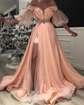 Flashy Off-Shoulder Evening Dress