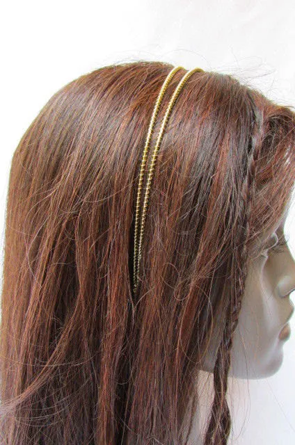 Gold Metal Headband Hair Big Bow Rhinestones Wedding