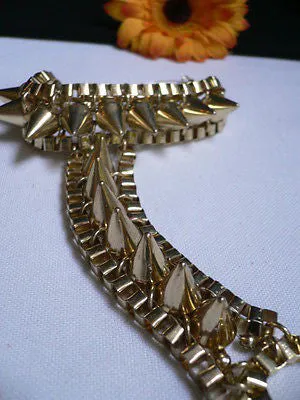 Gold Silver Metal Hand Chain Bracelet Connected Multi Spikes Women Trendy