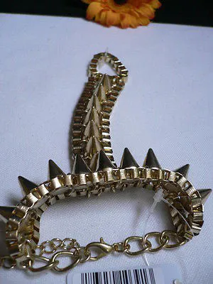 Gold Silver Metal Hand Chain Bracelet Connected Multi Spikes Women Trendy