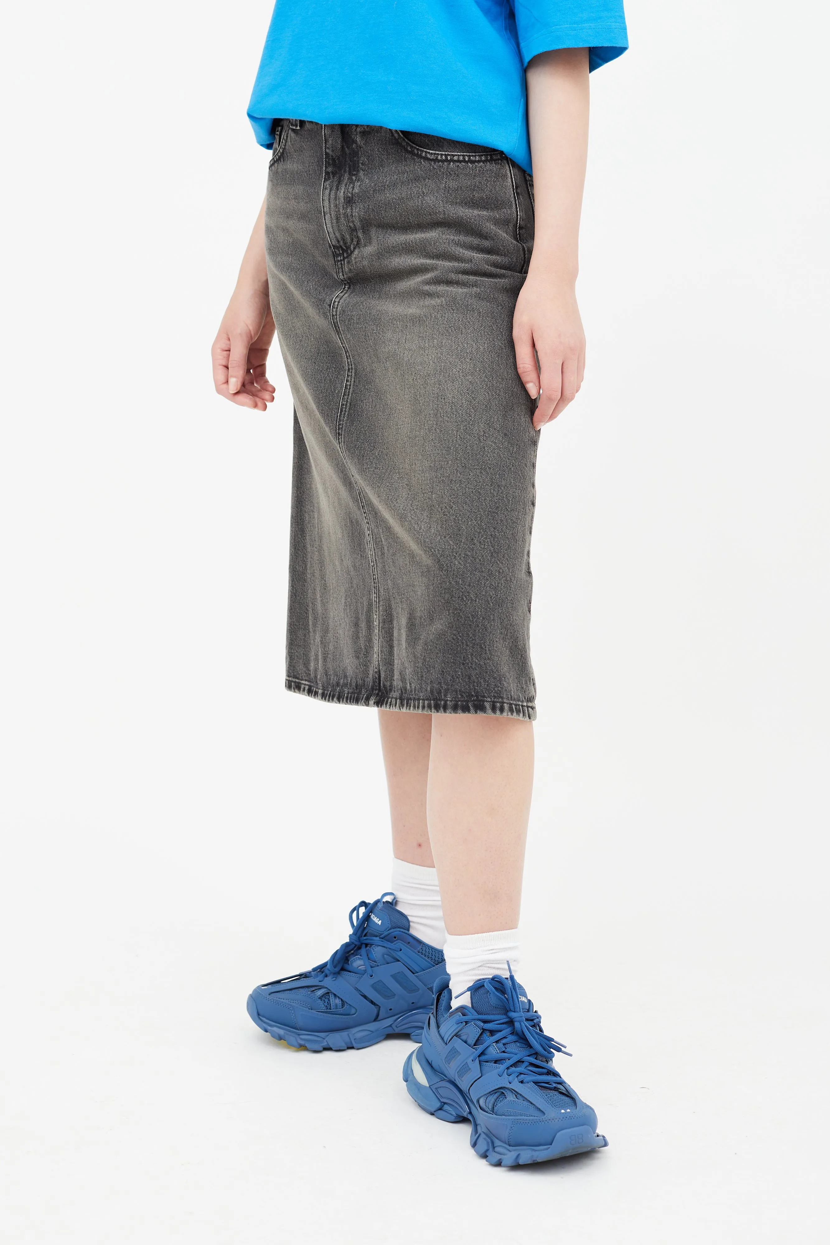 Grey A-Line Denim Skirt