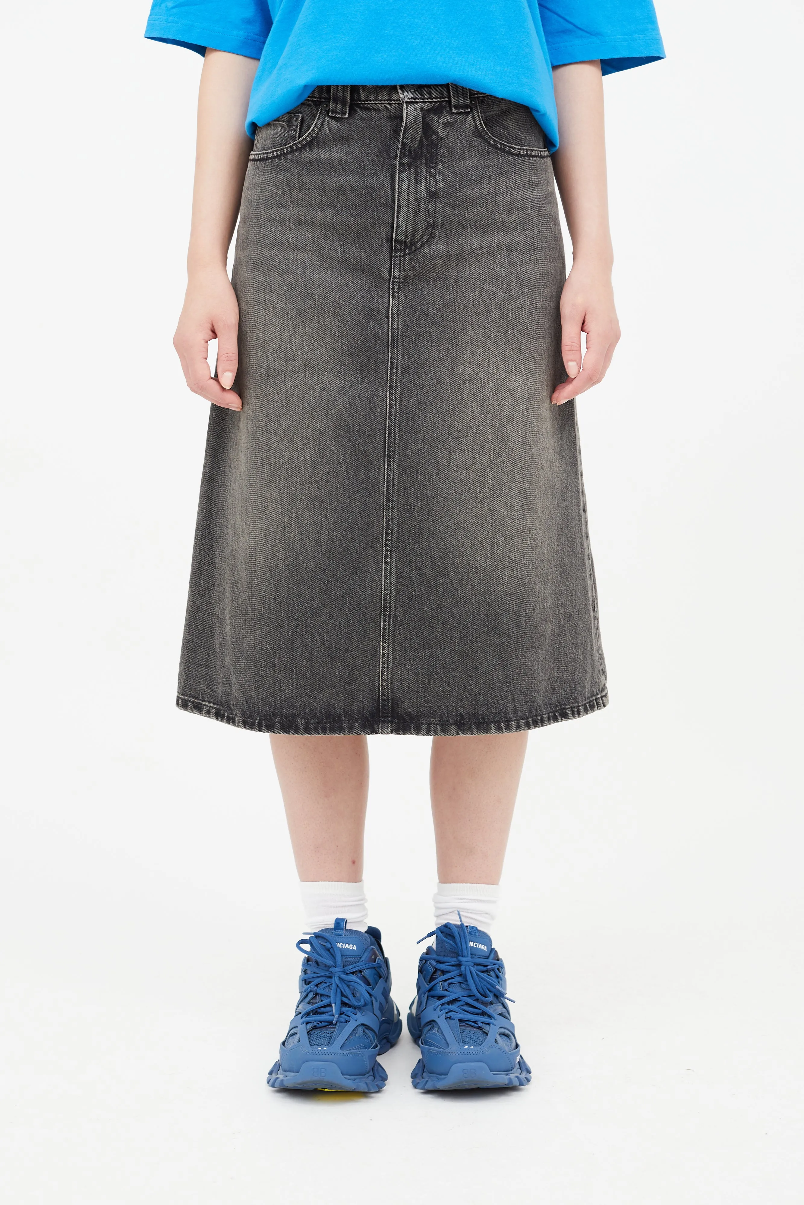 Grey A-Line Denim Skirt