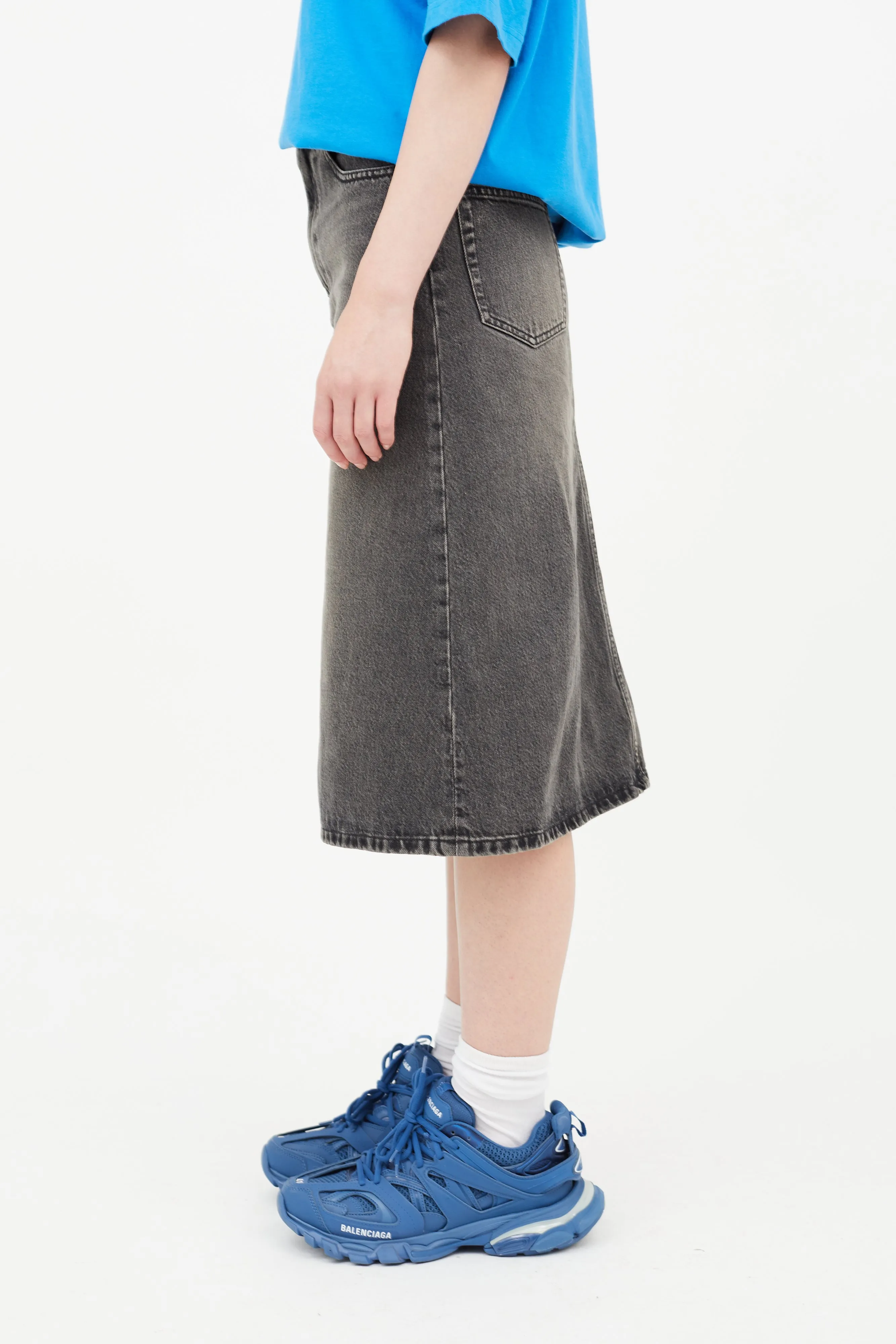 Grey A-Line Denim Skirt