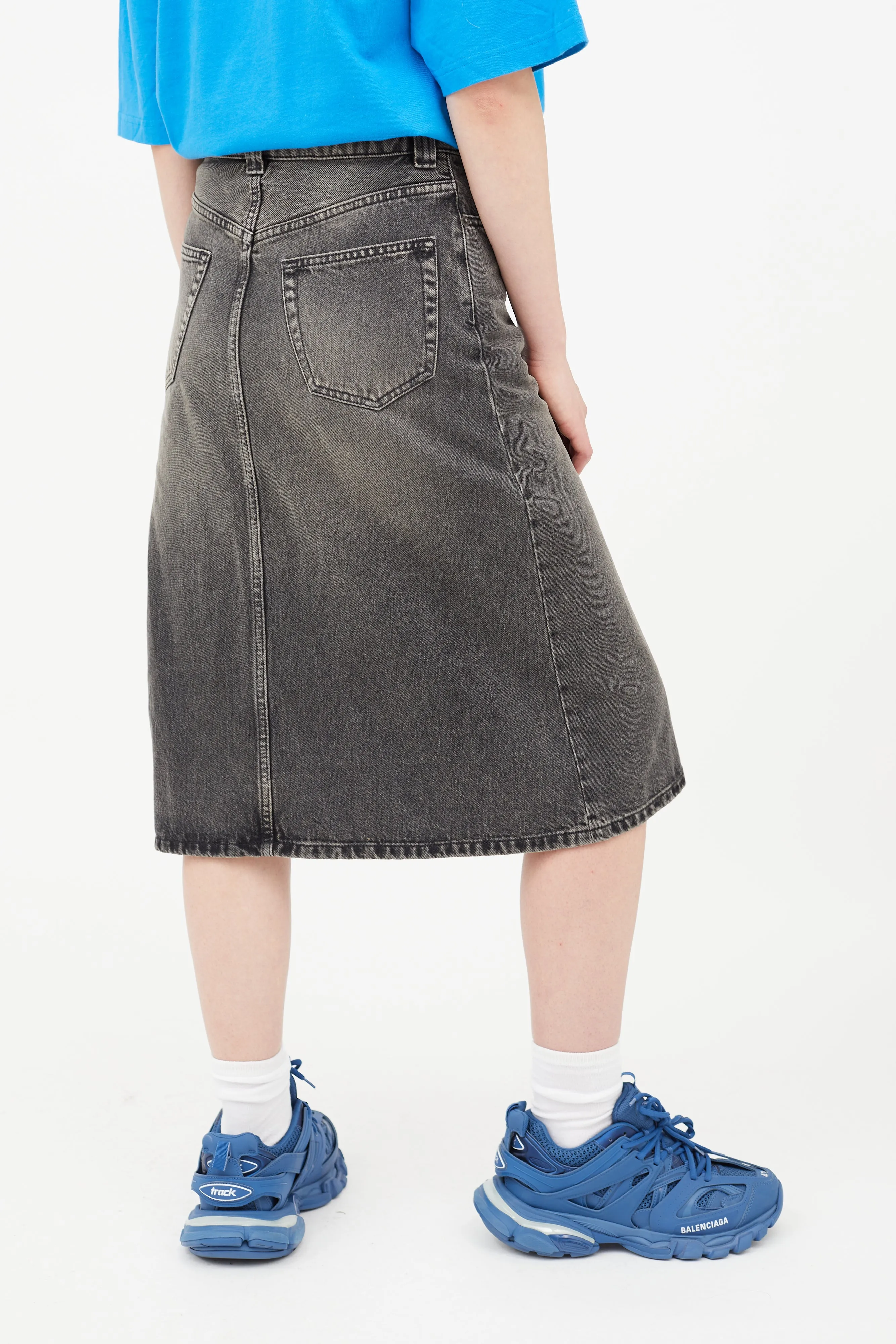 Grey A-Line Denim Skirt