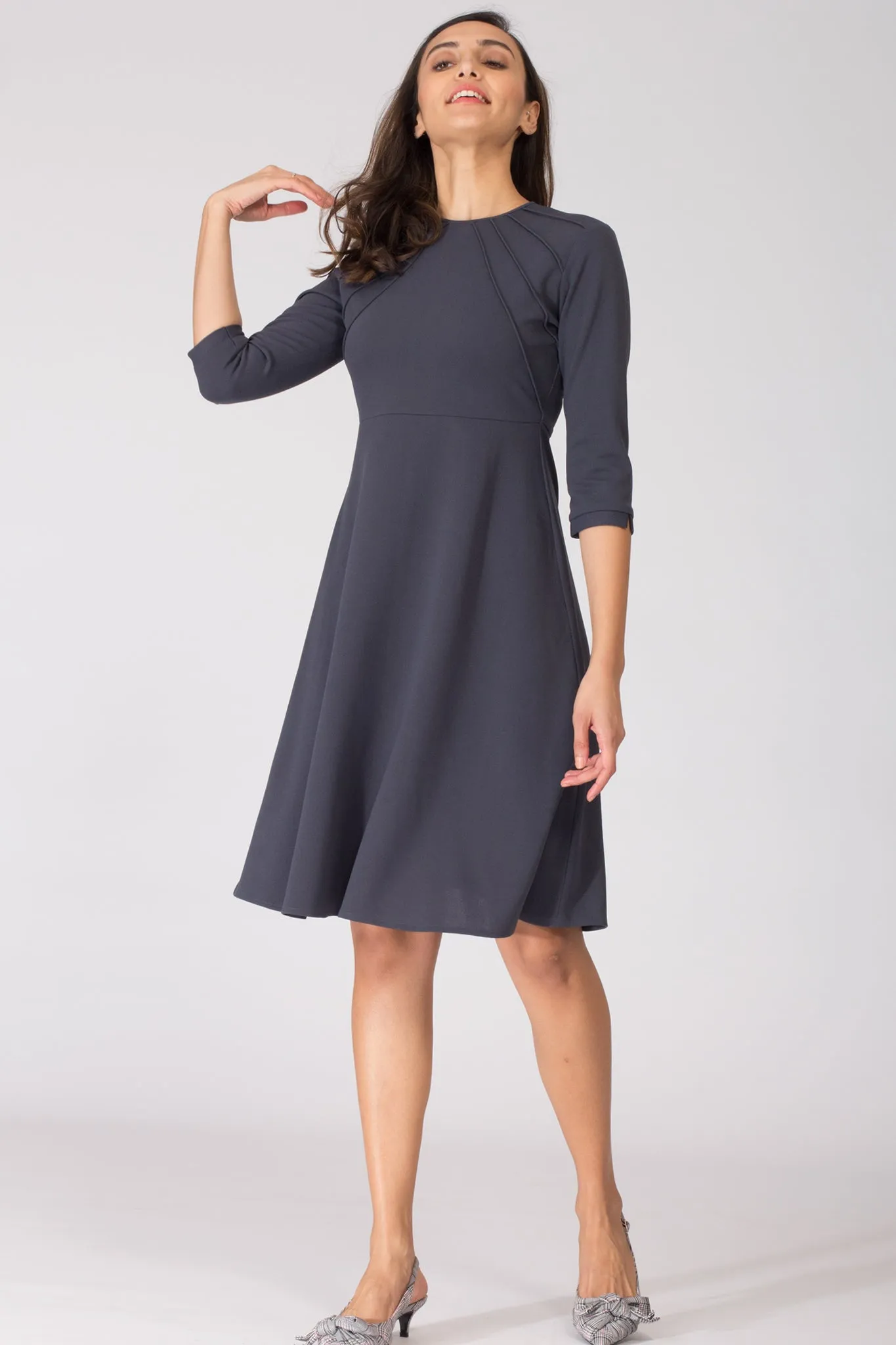 Grey Sun Fit and Flare Dress