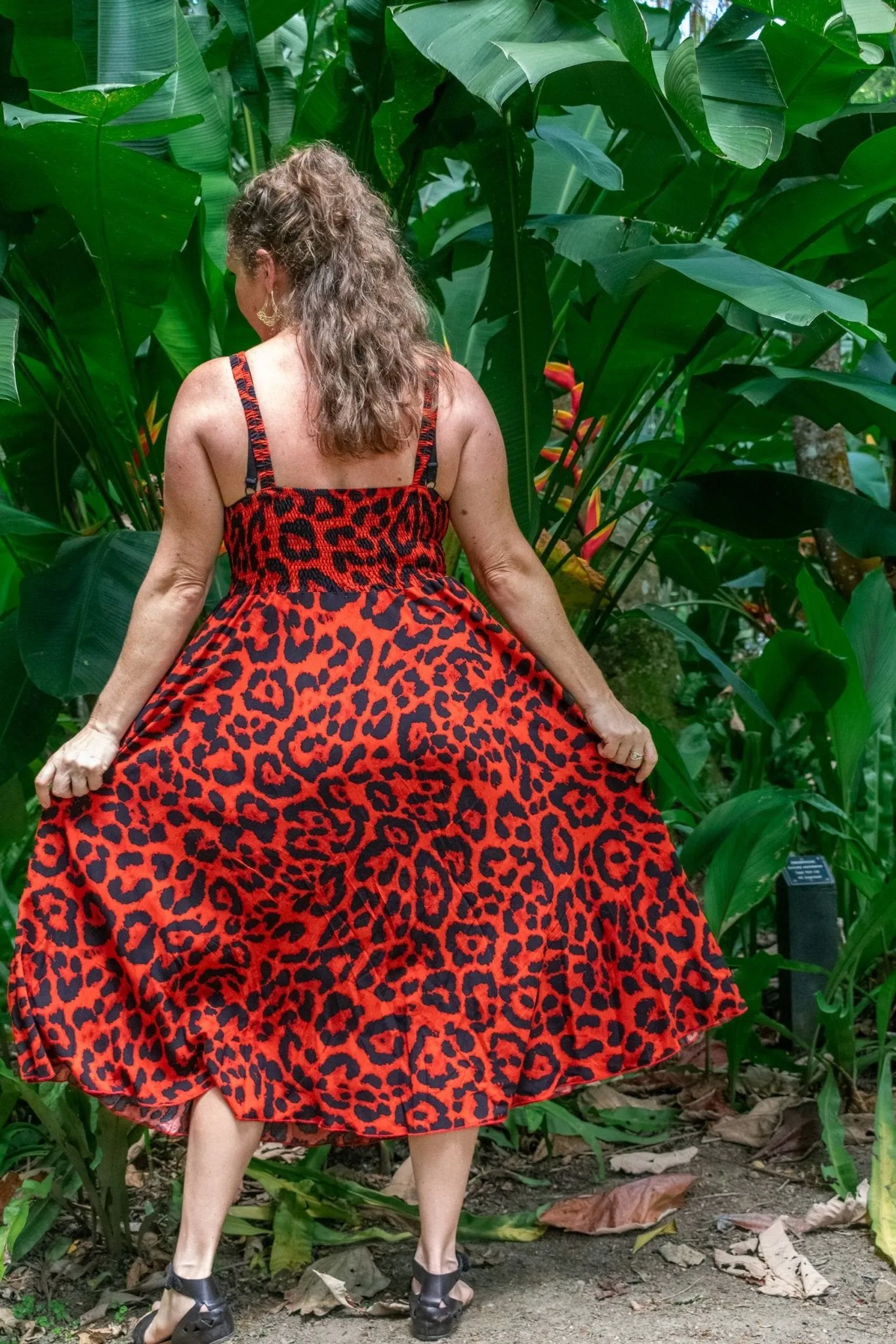 Jasmine Midi Dress - Animal Red