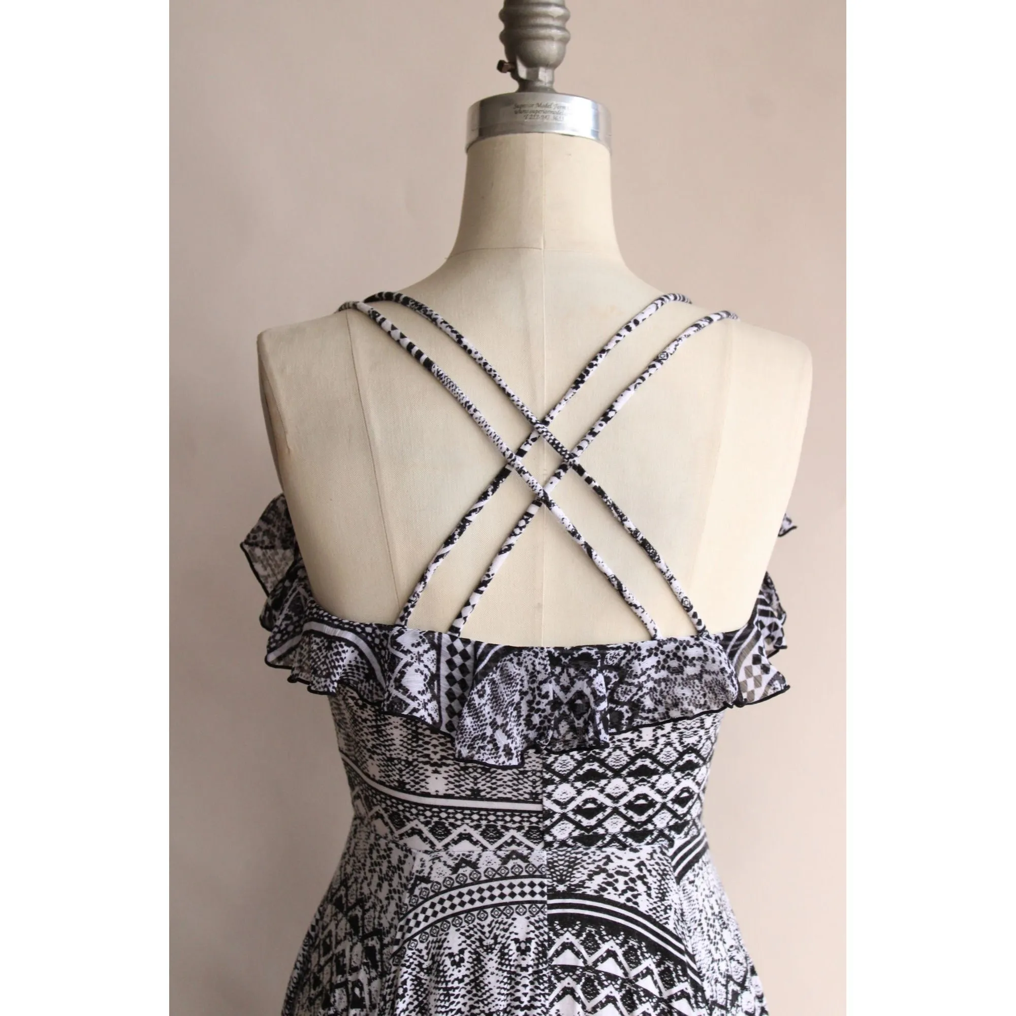 Jessica Simpson Dress, Size  S, ruffle top, fit and flare, mini, criss cross back