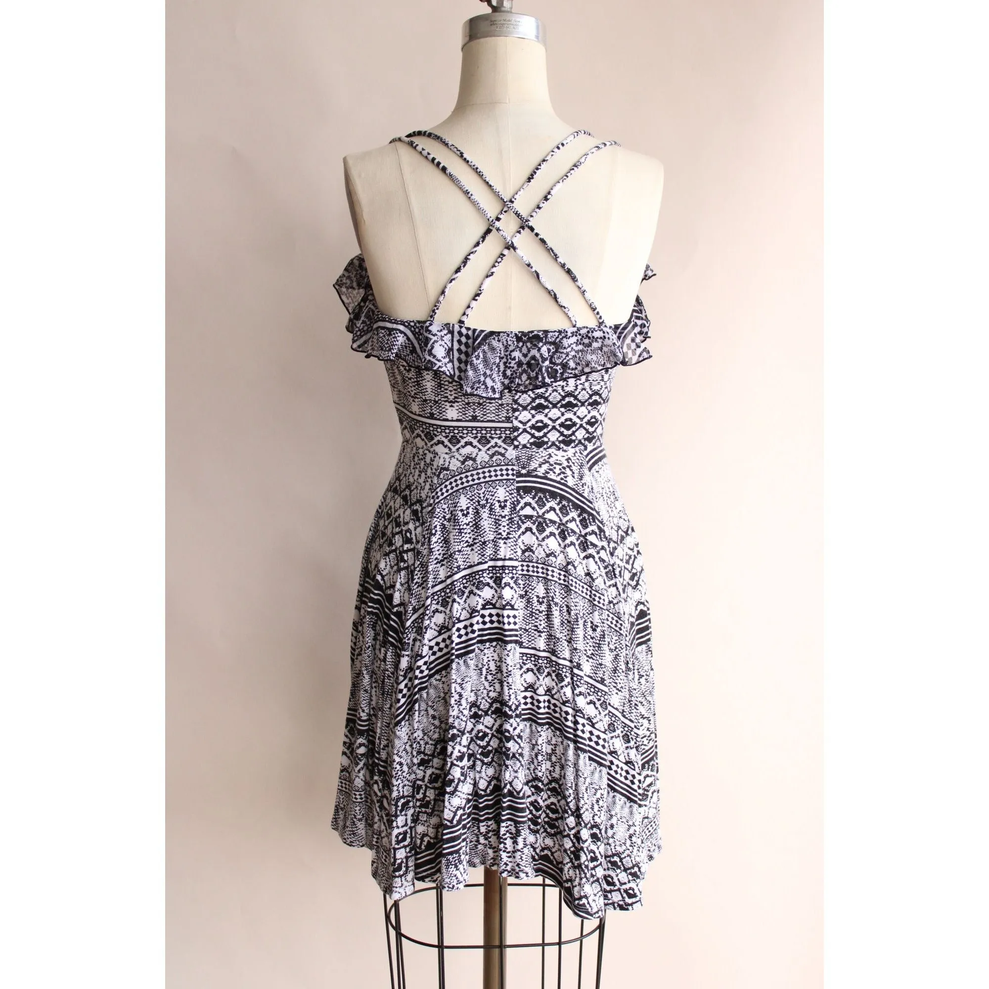Jessica Simpson Dress, Size  S, ruffle top, fit and flare, mini, criss cross back