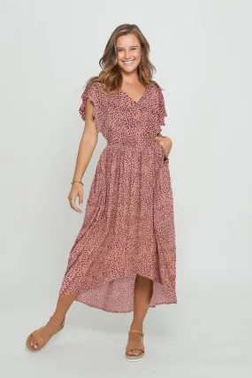 Leoni - Jemima Midi Dress - Blush Leopard