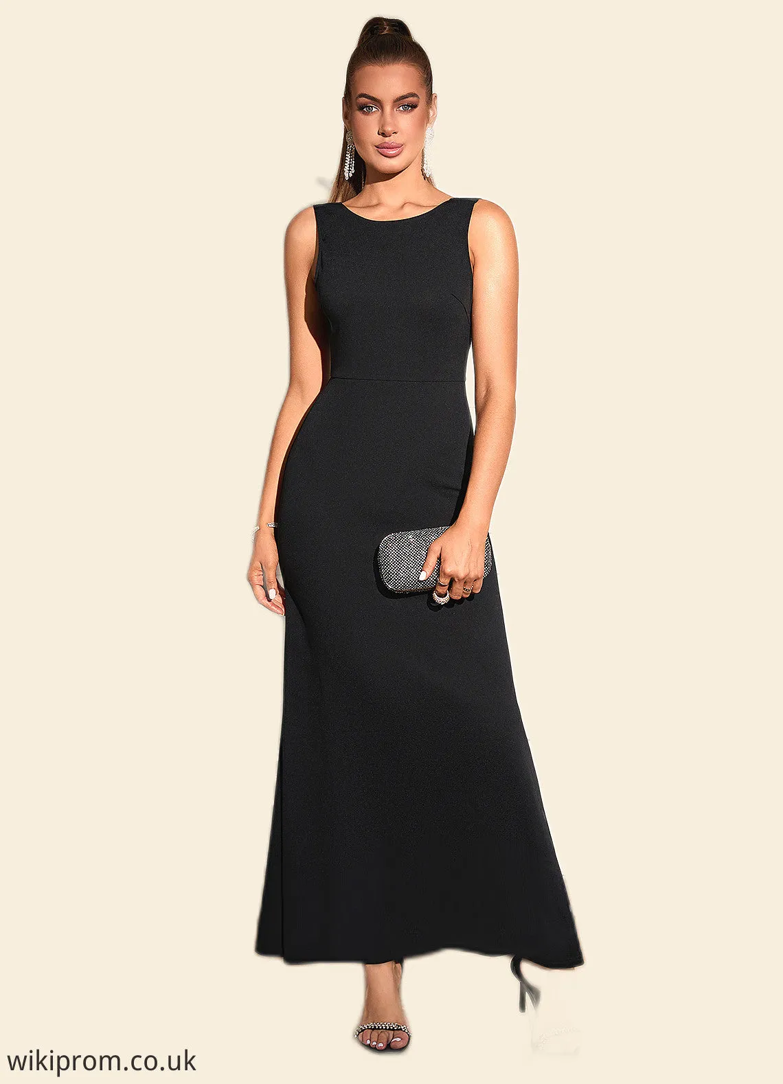Luciana Bow Boat Neck Elegant Trumpet/Mermaid Polyester Maxi Dresses SWKP0022383