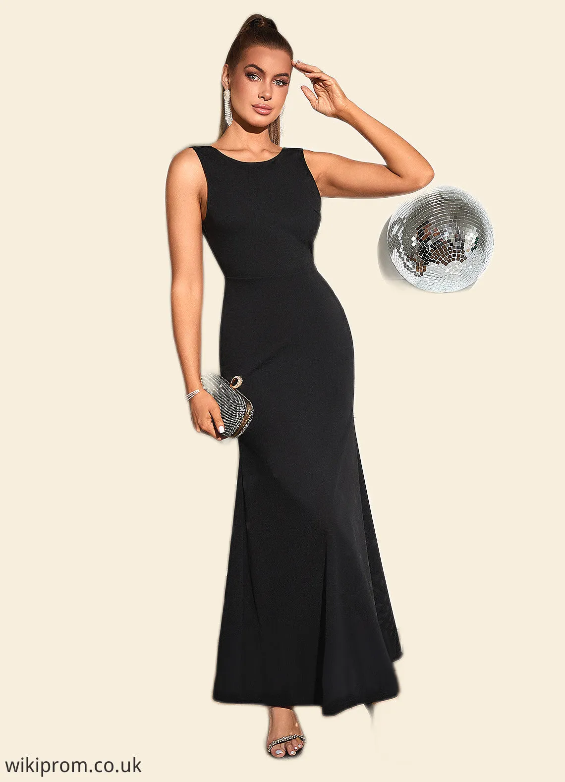 Luciana Bow Boat Neck Elegant Trumpet/Mermaid Polyester Maxi Dresses SWKP0022383
