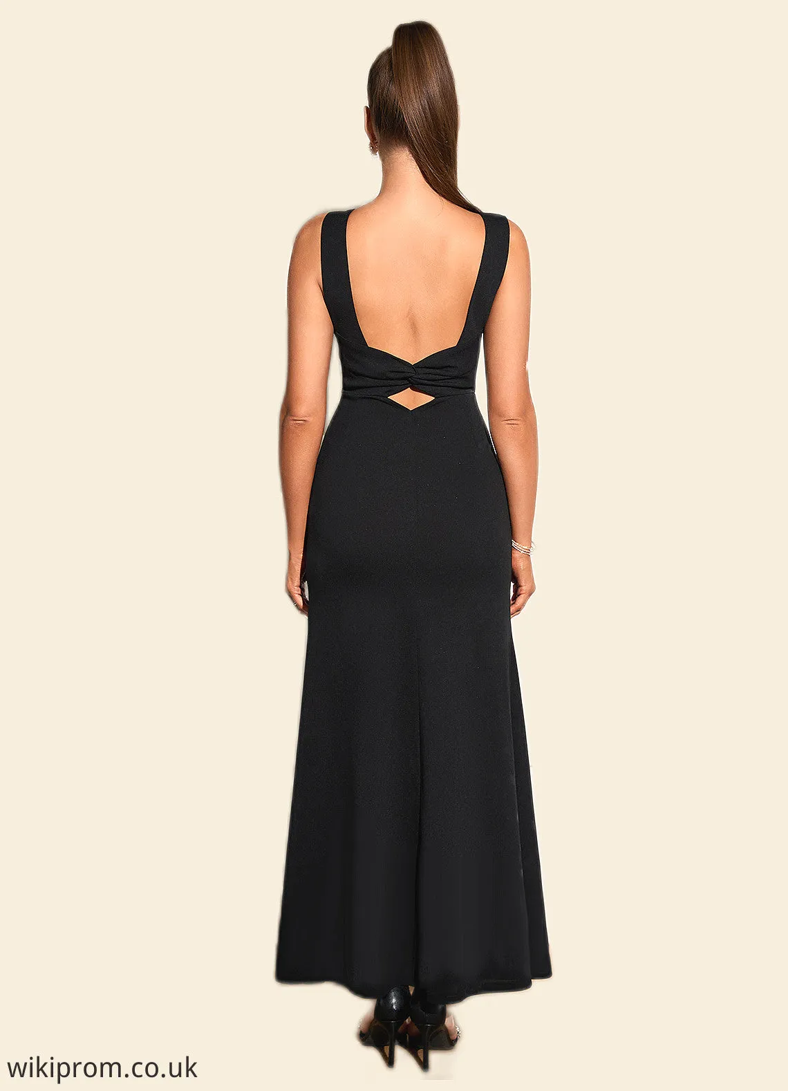 Luciana Bow Boat Neck Elegant Trumpet/Mermaid Polyester Maxi Dresses SWKP0022383