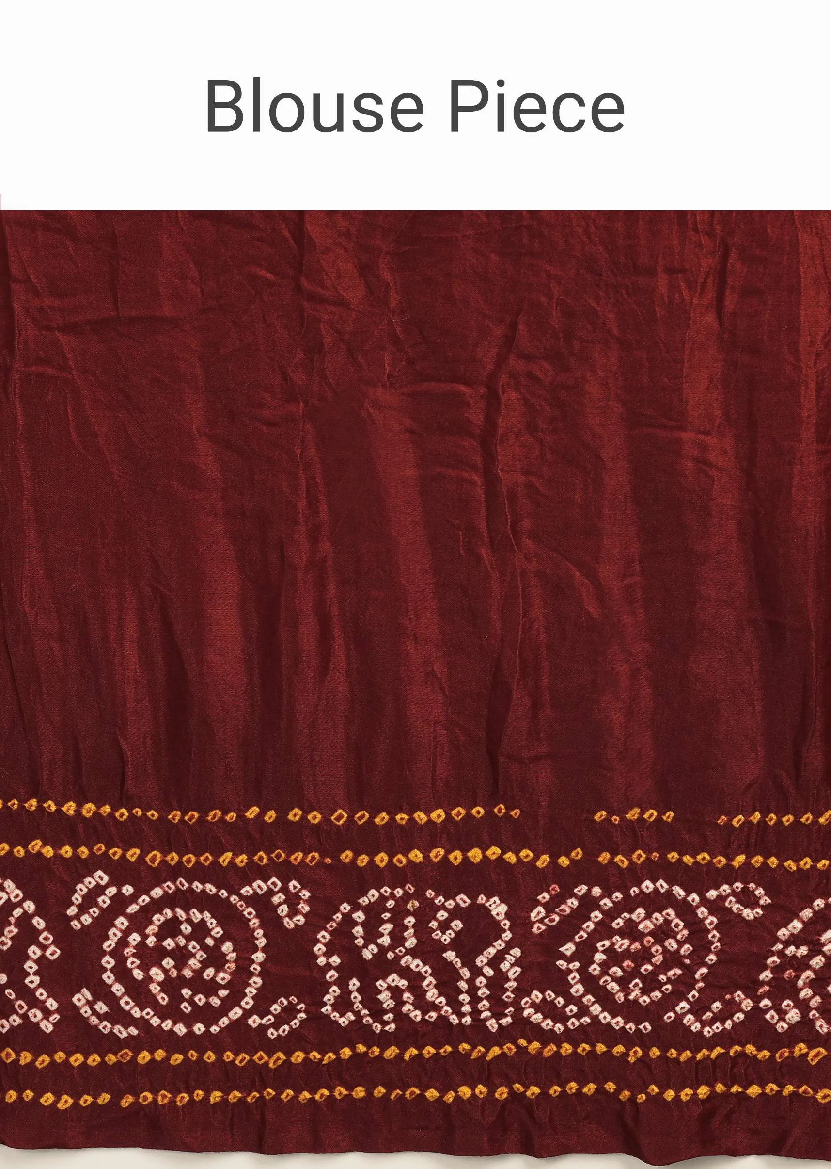 Maroon Red Saree In Pure Silk With Bandhani Print & Brocade Work